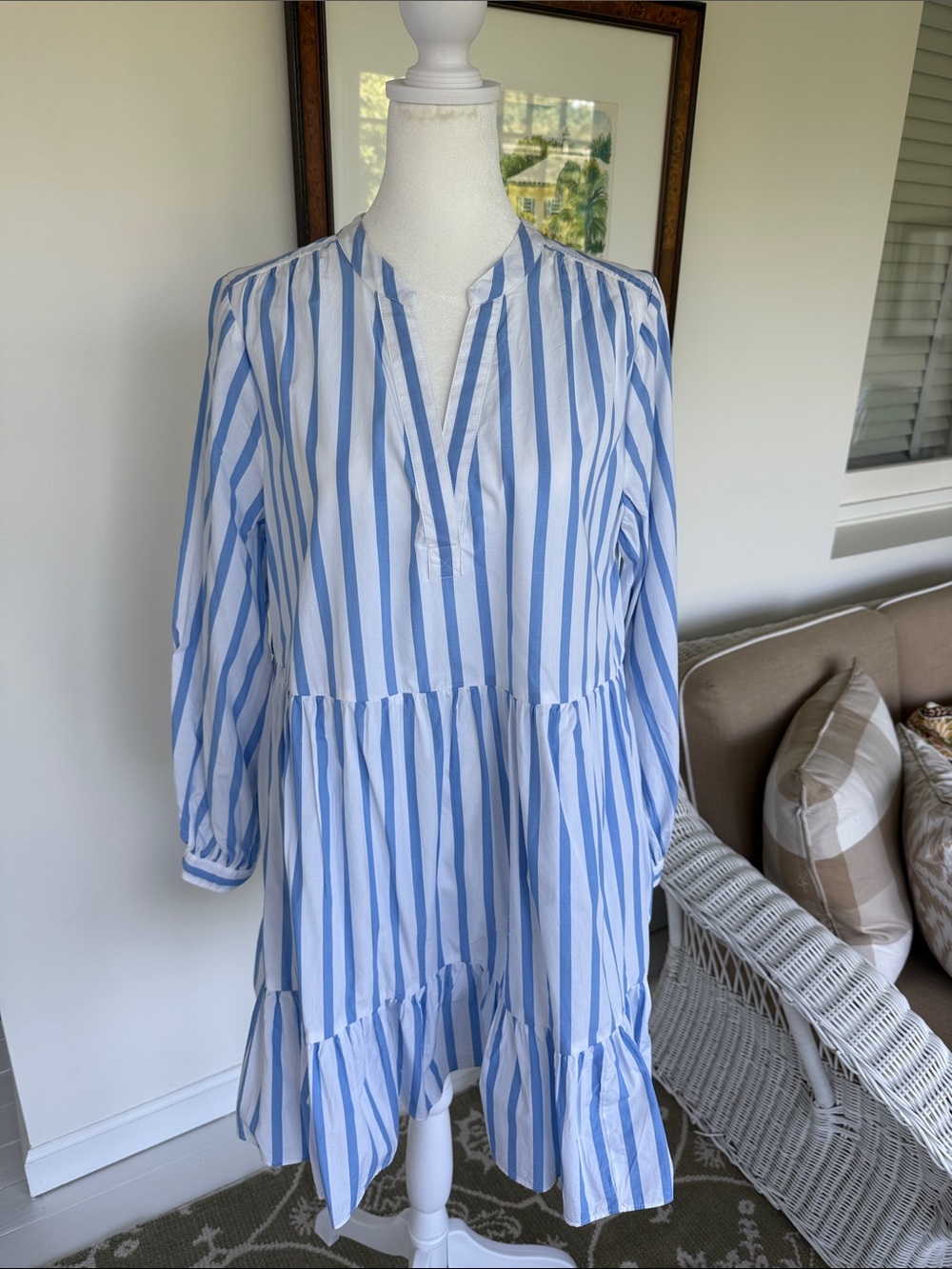 J. Crew Blue and White Striped Mini Dress